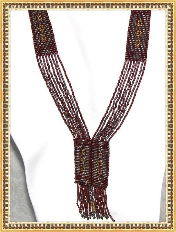Antique Multi Beaded Sautoir Cut Steel Flapper Tassel Necklace