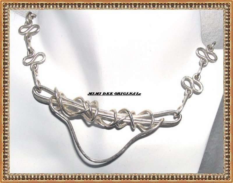 Signed Sterling Sculpture Necklace Handmade Chain