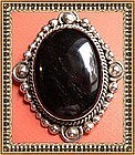Vintage Sterling Silver Mexican Taxco Pin Pendant Bold Onyx