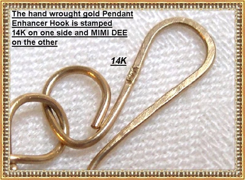 Signed 14K Gold Rutilated Quartz Necklace Pendant 2pc