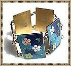 Vintage Cloisonne Rectangle Link Bracelet Flower Power