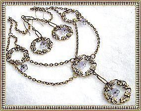 Victorian Inspired Festoon Necklace Alexandrite Color Glass