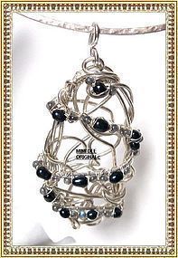 Signed Studio Sterling Silver Sculpture Pendant Pearls