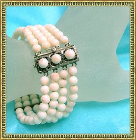 Vintage Mediterranean Angel Skin Blush Coral 900 Silver Bracelet