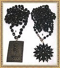 Vintage Victorian Black Glass Muff Chain Necklace - Choice