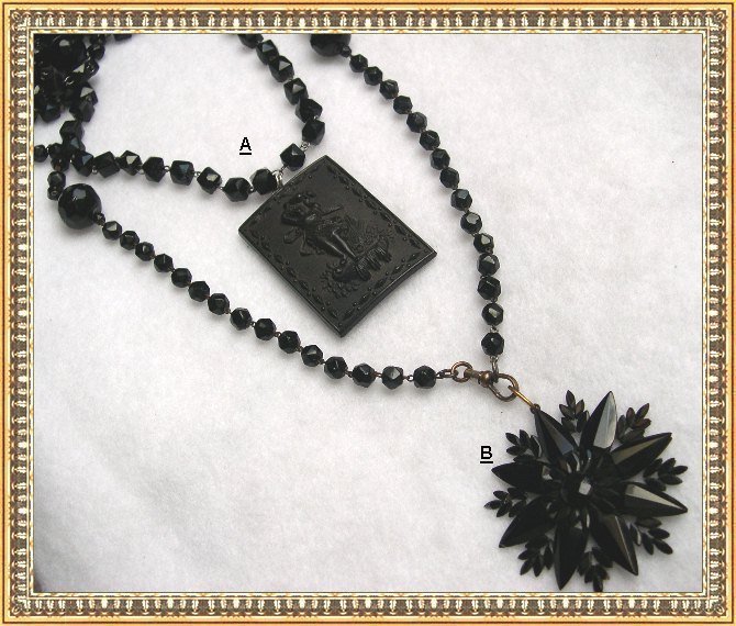 Vintage Victorian Black Glass Muff Chain Necklace - Choice