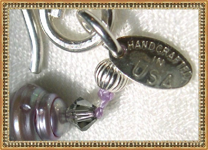 Signed Necklace Ear Pend Silver Set Lavender FW Pearls