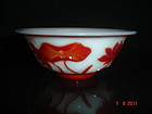 Antique Chinese carved Peking glass overlay bowl