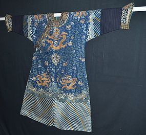 Antique Chinese silk embroidered dragon robe, 19th C (item #1116799)