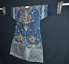 Antique Chinese silk embroidered dragon robe, 19th C