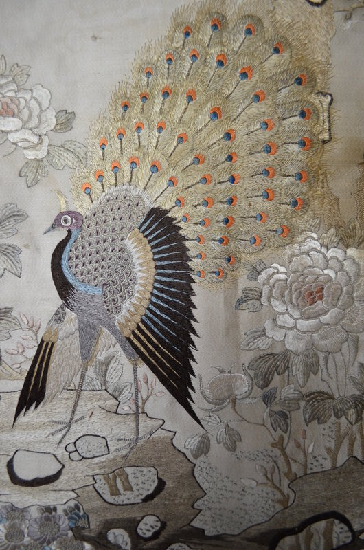 Antique Chinese Suzhou embroidered silk tapestry