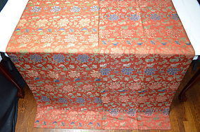 Antique chinese red silk tapestry - Peony&vine broacade