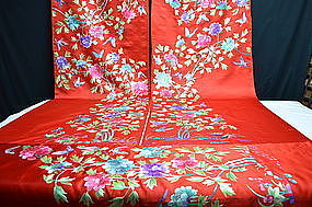 Antique Chinese embroidered silk for Manchu long robe
