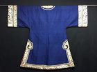 Antique Chinese embroidered blue silk robe - Roundels & Peking Stitch