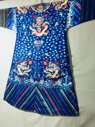 Antique Chinese embroidered summer dragon silk robe - Jifu 2