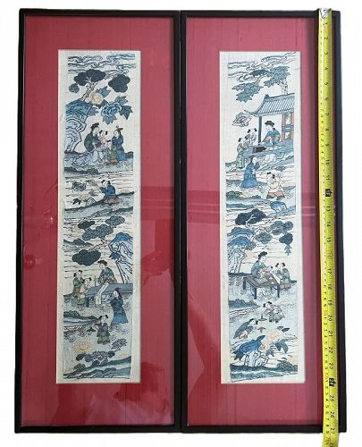 Antique Chinese robe embroidered /woven kesi silk panels  緙丝婴戏图