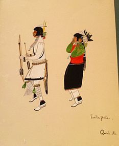 Quah Ah (Tonita Peña) Watercolor - Kachina Dance