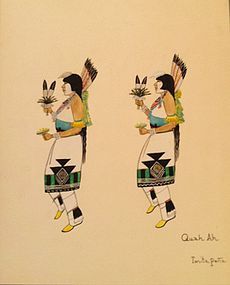Quah Ah (Tonita Peña) Watercolor - Corn Dancers