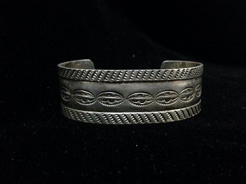 c. 1930 Navajo Stamped Coin Silver Bracelet