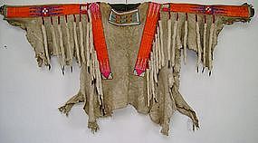 Mandan Quilled and Beaded Hide Shirt c. 1870