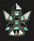 Zuni Silver Stone and Shell Brooch c. 1920