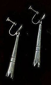 Pair of Tubular Navajo Screwback Earrings c. 1920-1930