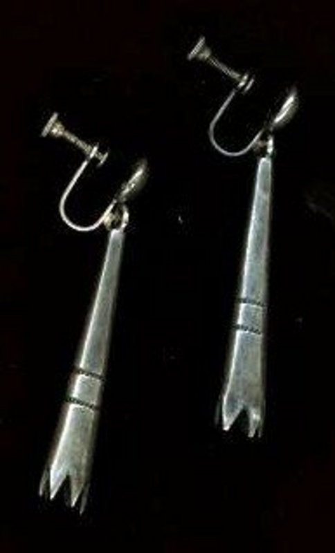 Pair of Tubular Navajo Screwback Earrings c. 1920-1930