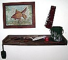 Alan Kessler "Goldfish Painting & Shelf" Oil on Wood