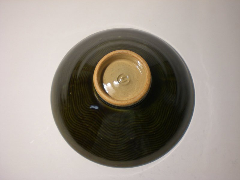 Medieval Green Kushime Shallow Teabowl (1107tb)