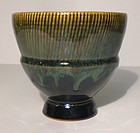 Karatsu Style Chalice Form Temmoku & Haiyu Teabowl