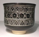 Black & White Katagami Incised teabowl (1127)