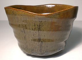 Altered Oval Karatsu Style teabowl (1132tb)
