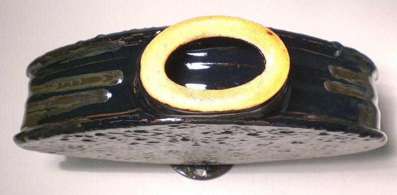 Temmoku &amp; Tetsu-yu Textured Taiko Vase
