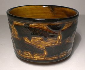 AME-YU GLAZED TEBORI TEABOWL "UPRIVER" (tb1163)