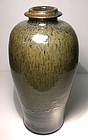 IRON AND TEMMOKU BALUSTER STYLE VASE