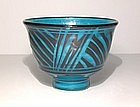 Persian Blue Rozome Grass design Teabowl