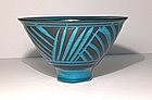 Persian Blue Rozome Grasses Design Teabowl