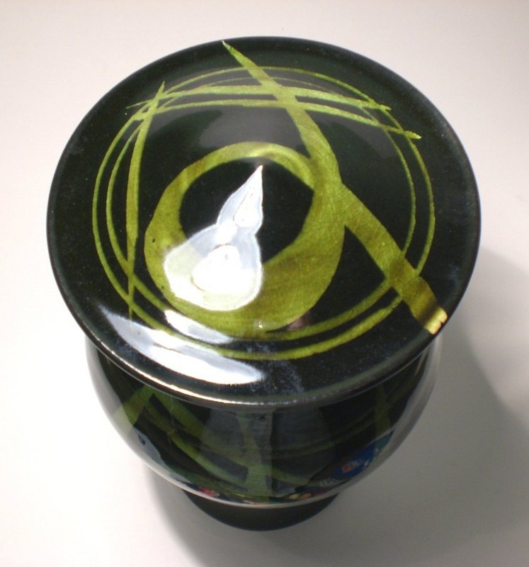 Rozome Hiragana  Decorated Cap Jar