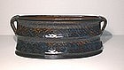 Ame & Cobalt Decorated Oval Serving Piece