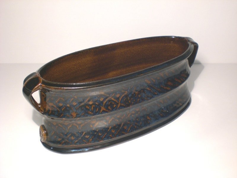 Ame &amp; Cobalt Decorated Oval Serving Piece