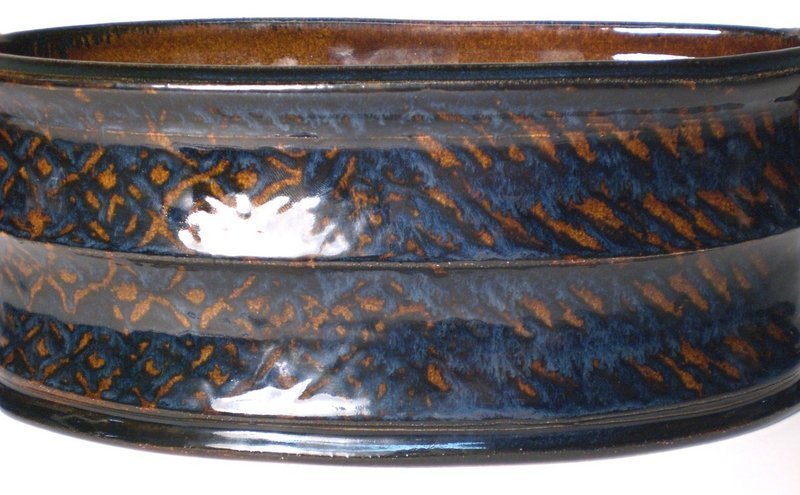 Ame &amp; Cobalt Decorated Oval Serving Piece