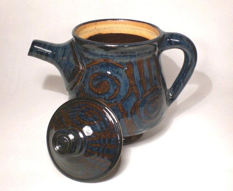 Ame &amp; Cobalt Decorated Teapot