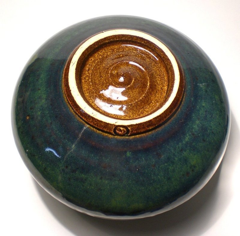Ame &amp; Copper Glazed Stacked Stone Covered Jar