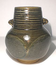 Ao Glazed Squared Vase With Rain Pattern
