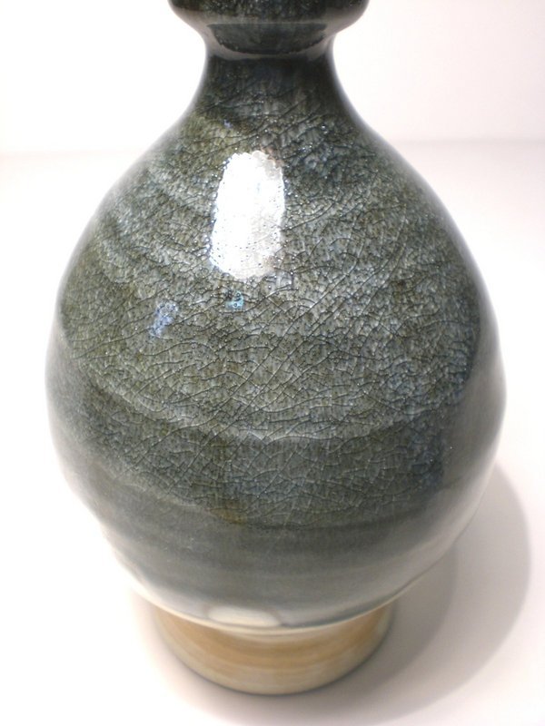Ao Glazed &quot;Imprint&quot; Tokkuri Sake Bottle