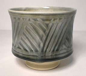 Ao Glazed Etched "Grasses" Pattern Teabowl