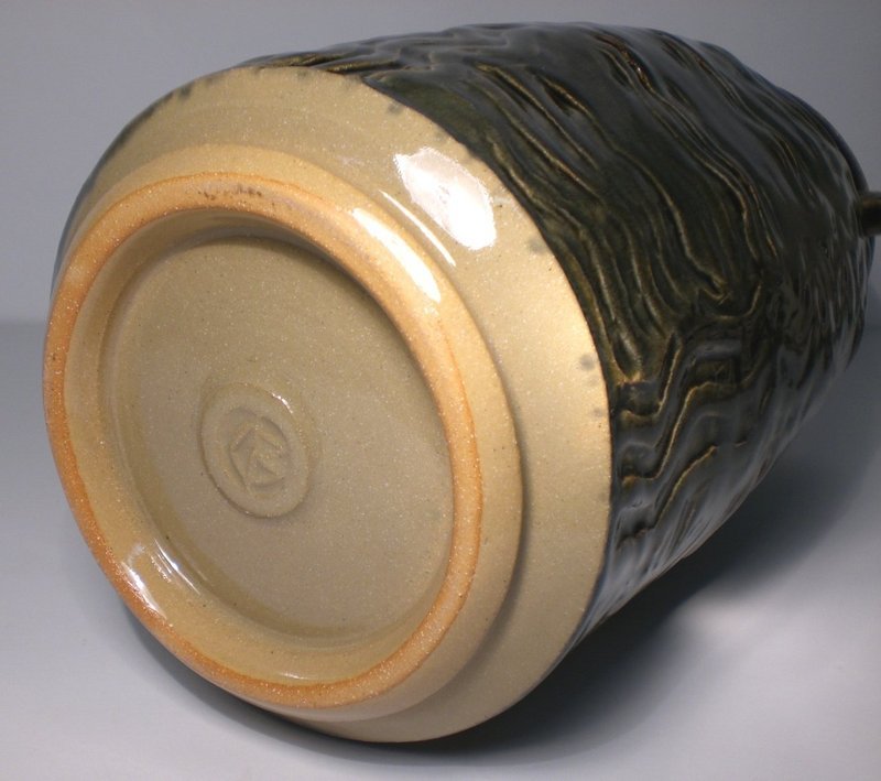 Lg. Ao Glazed Mokume Lugged Vase