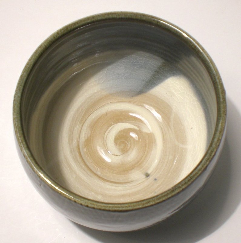 Ao Glazed Kushime Decorated Mizusashi &amp; Chawan Set