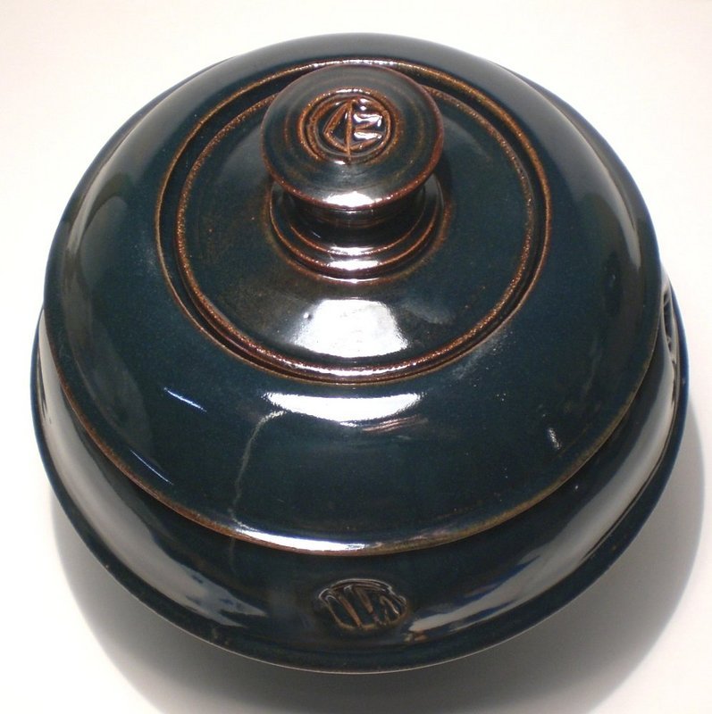 Temmoku Rings Stamped Covered jar