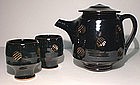 Rich Temmoku Impressed Teapot Set